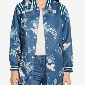 NWT William Rast Long Blue Printed Bomber Jacket